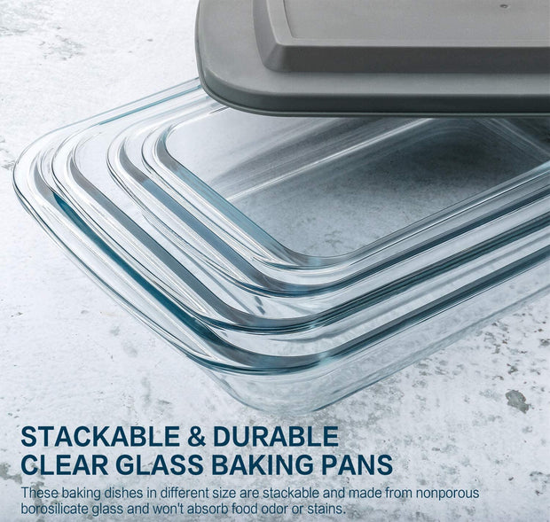 8-Piece Deep Glass Baking Dish Set with Plastic Lids