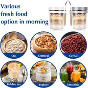 2 Overnight Oats Airtight Jars  With Lid And Spoon- 10 Oz