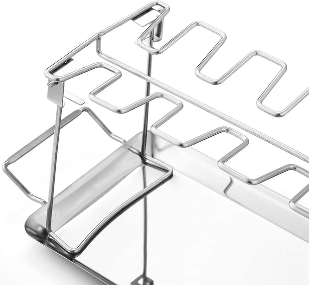  Premium Stainless Steel Chicken Leg Rack for Grill with Drip Tray 