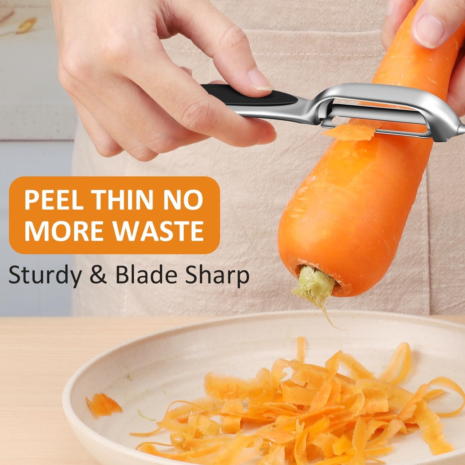 Vegetable Peeler for Kitchen, Potato Peelers for Fruit Straight Blade, Durable Non-Slip Handle, Set of 2