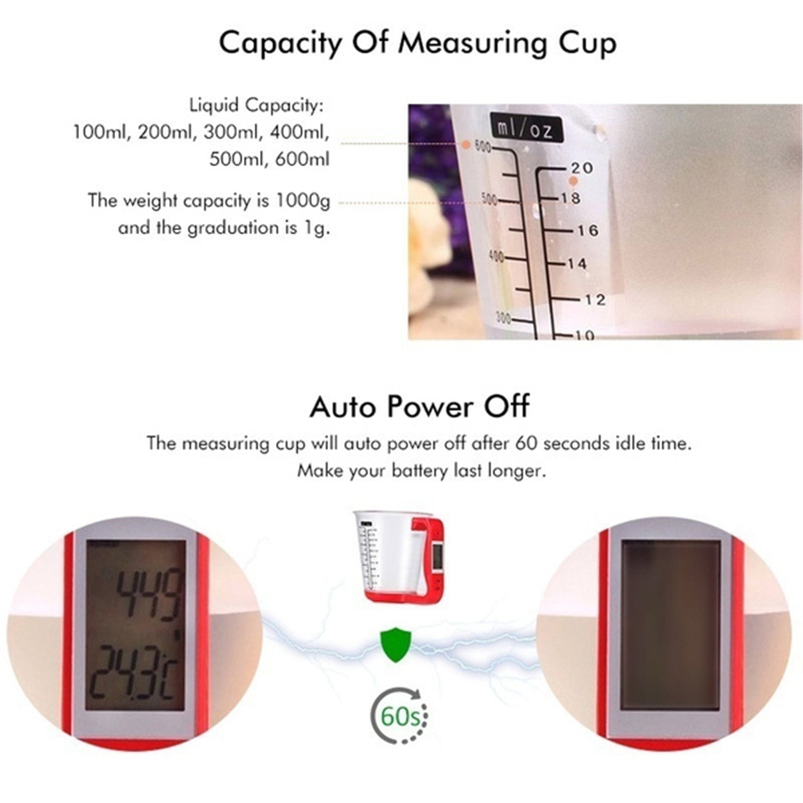 1000g Electronic Digital Kitchen Measurement Cup with LCD Display