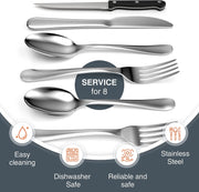 48 Piece Silverware Set - Service for 8 - Stainless Steel Flatware Serving Set - Stunning Polished Finish