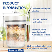 2 Overnight Oats Airtight Jars  With Lid And Spoon- 10 Oz