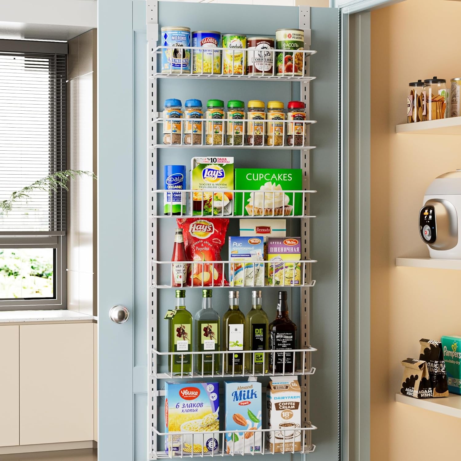 6-Tier Over The Door Adjustable Pantry Door Organizer