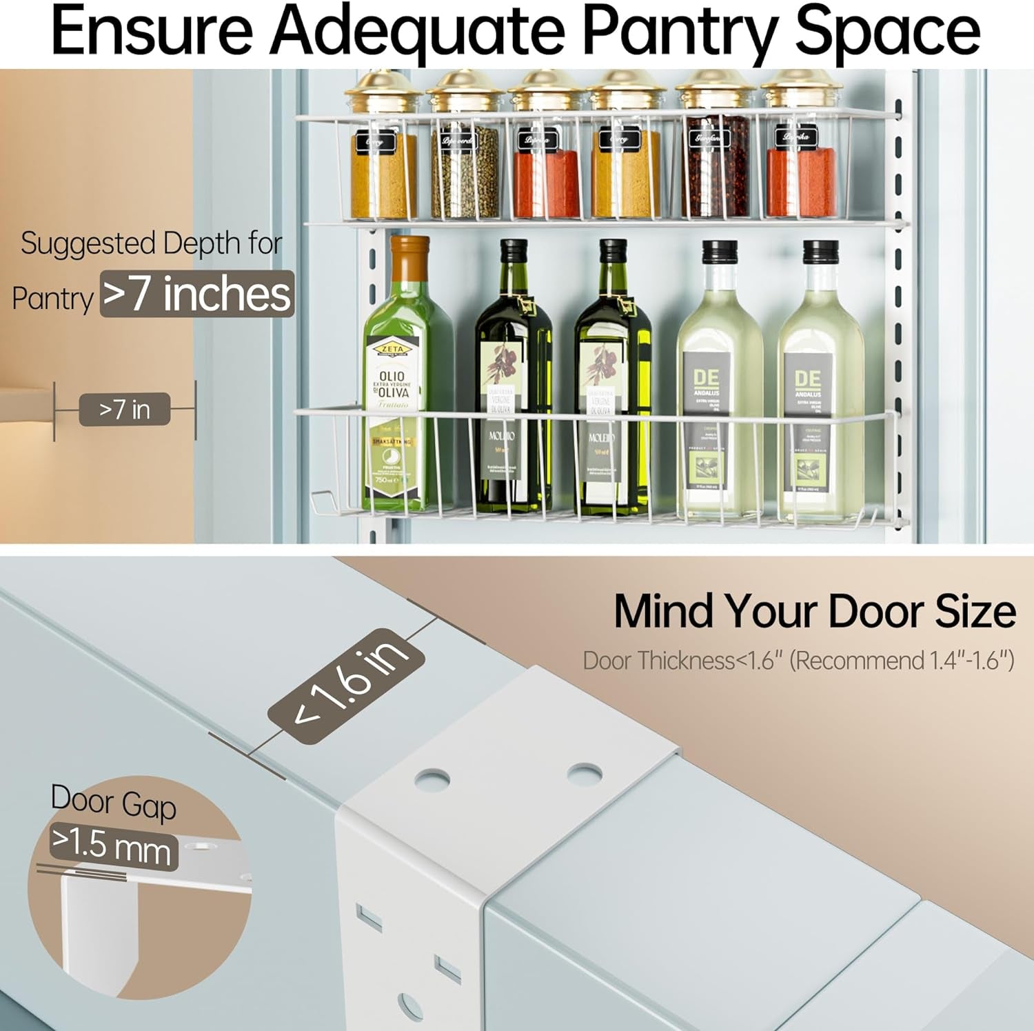 6-Tier Over The Door Adjustable Pantry Door Organizer
