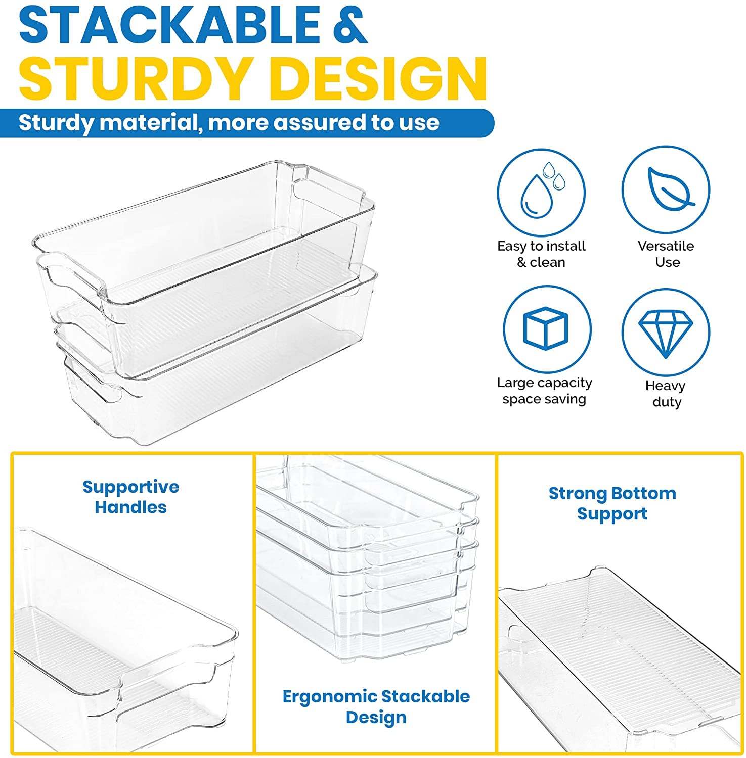 Set of 8 Pantry Organizers For Refrigerator Freezers, Kitchen Countertops and Cabinets