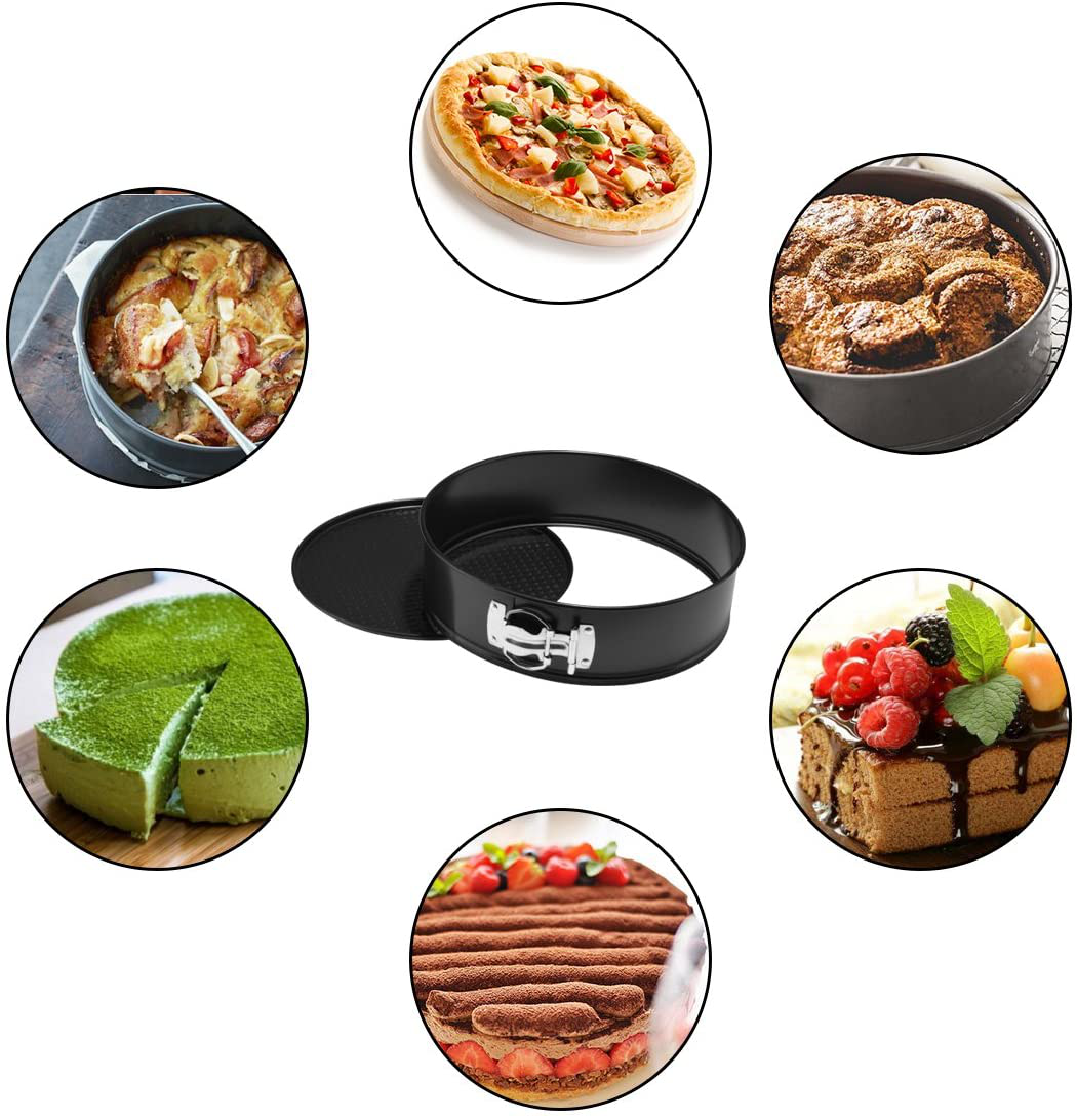 Cake Pan Set of 4 Pieces (4"/7"/9"/10") 1 Heart and 3 Round, Leakproof Nonstick Bakeware Cheesecake Pan with Removable Bottom