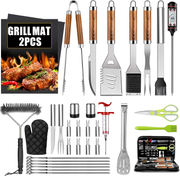 34 Pcs BBQ Grill Accessories Tools Set, 16 Inches Stainless Steel Grilling Tools With Carry Bag
