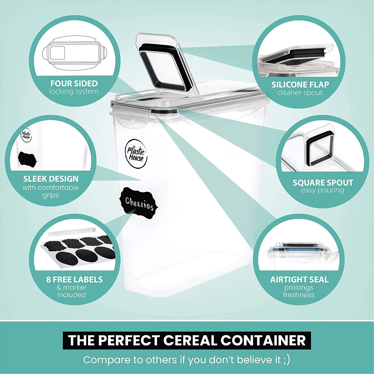 4L Large Airtight Storage Container Set With Durable Lids