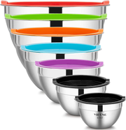 7 Piece Stainless Steel Mixing Bowls with Airtight Lids.
