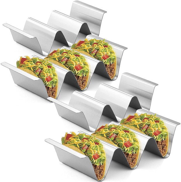Set of 6 Stainless Steel Taco Stand/Tray