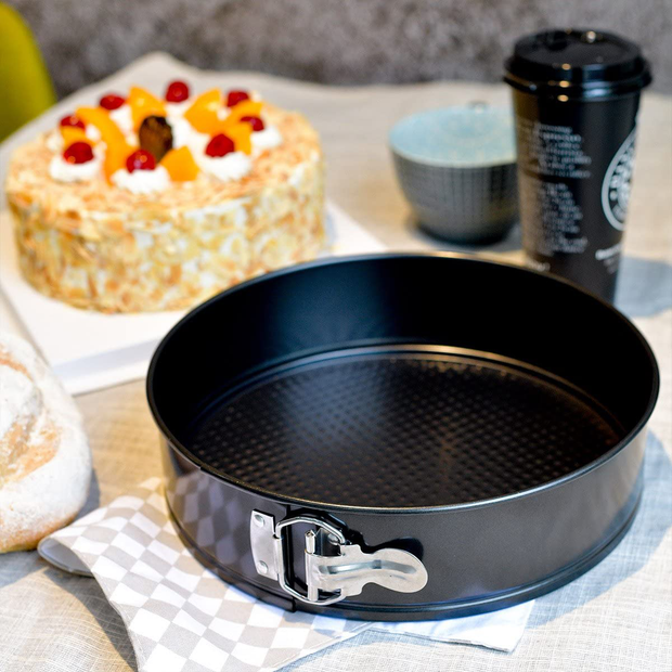 Cake Pan Set of 4 Pieces (4"/7"/9"/10") 1 Heart and 3 Round, Leakproof Nonstick Bakeware Cheesecake Pan with Removable Bottom