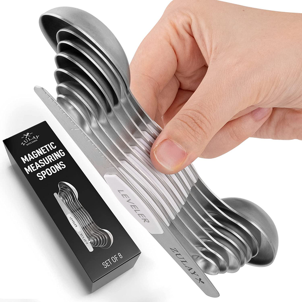 Stainless Steel Stackable, Dual Sided, Magnetic, Measuring Spoons Set of 7