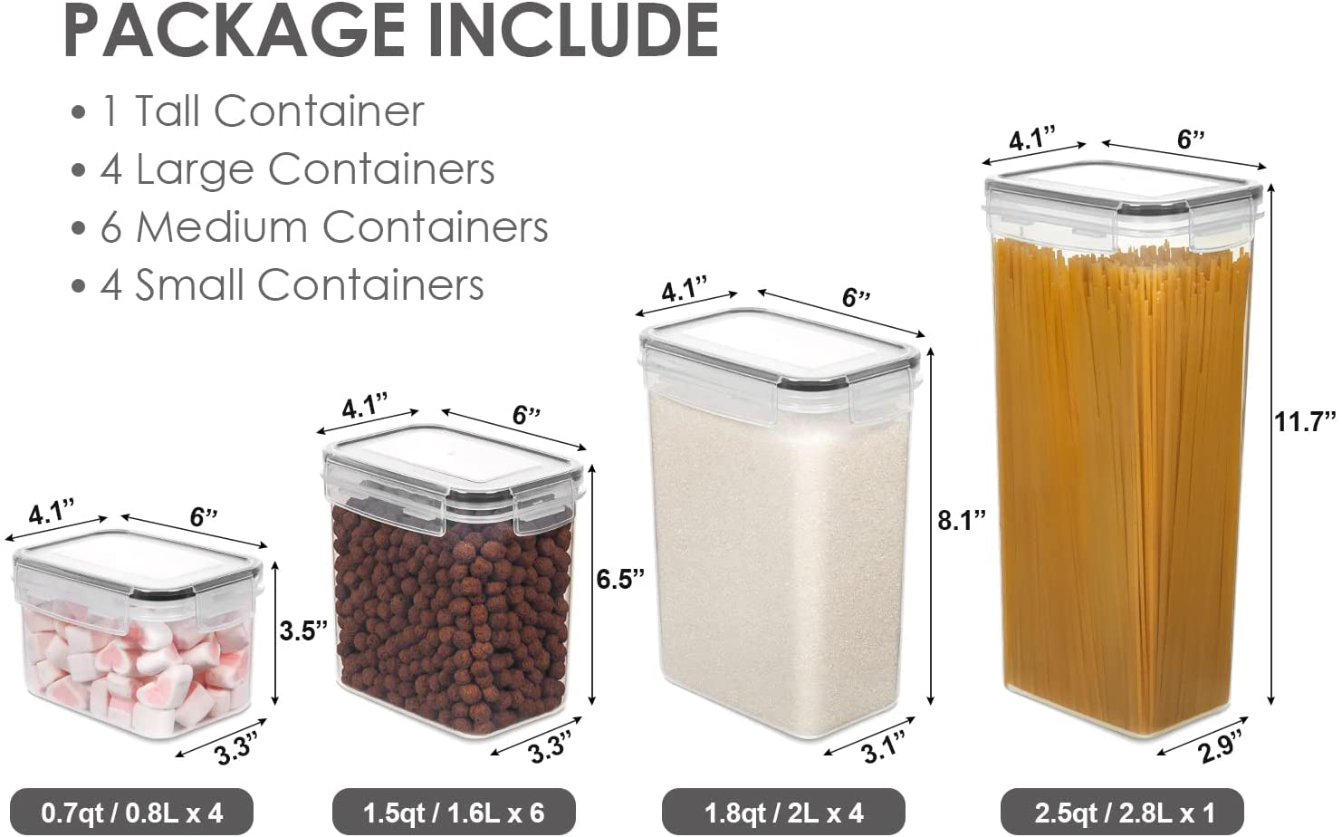 Extra Large Tall Airtight Food Storage Containers, Vtopmart 4 Pieces 5