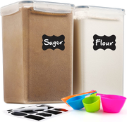 2 Pack Extra Large Airtight Food Storage Containers - 6.5L / 220 Oz Flour With Labels, Marker & Spoon Set