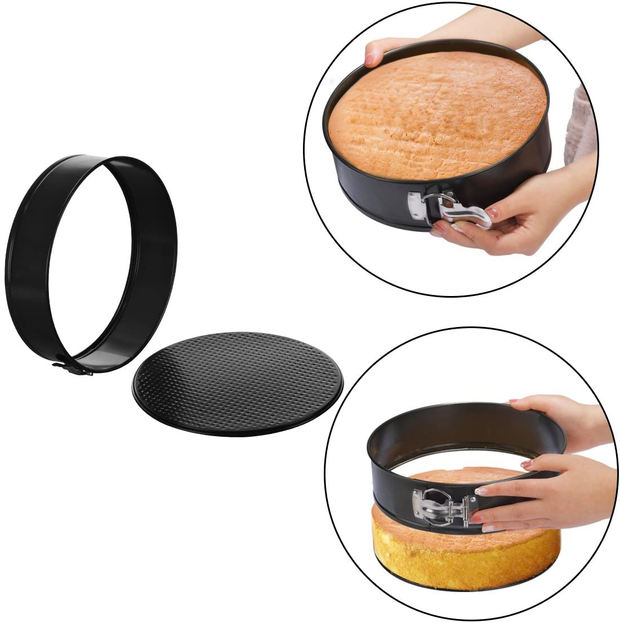 Cake Pan Set of 4 Pieces (4"/7"/9"/10") 1 Heart and 3 Round, Leakproof Nonstick Bakeware Cheesecake Pan with Removable Bottom
