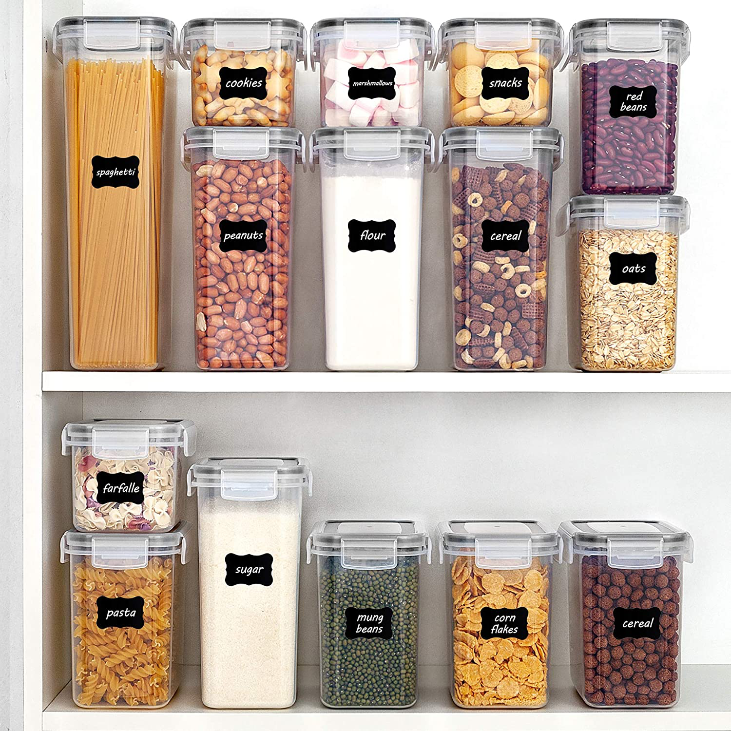 15 pcs Airtight Food Storage Containers Set with Lids, ,Include 24 Labels