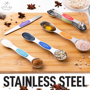 Stainless Steel Stackable, Dual Sided, Magnetic, Measuring Spoons Set of 7