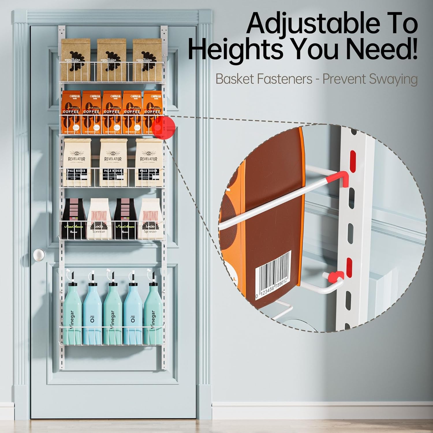 6-Tier Over The Door Adjustable Pantry Door Organizer