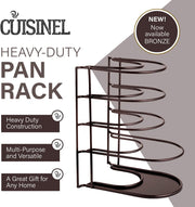 Heavy Duty Pan Organizer for Cast Iron Skillets, Griddles and Pots - Holds up to 50 LBS- No Assembly Required