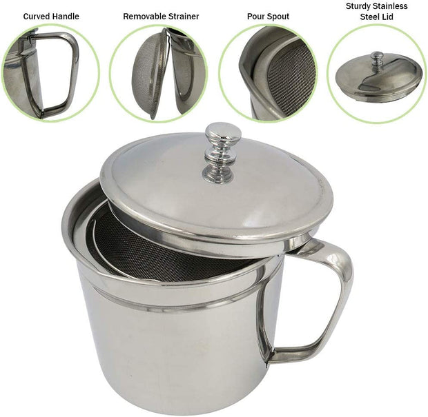 5-Cup Oil Strainer/ Grease Container with Easy-Grip Handle