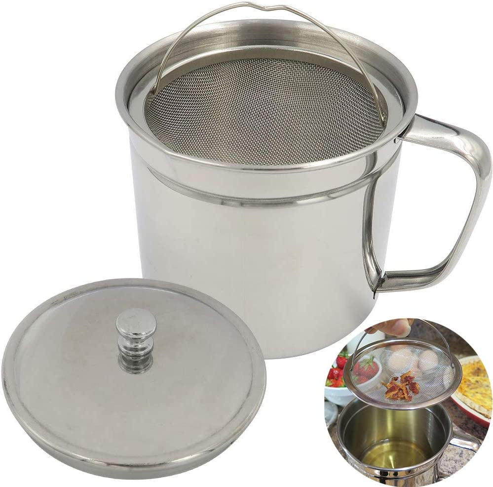  Zulay Bacon Grease Container With Strainer, Lid
