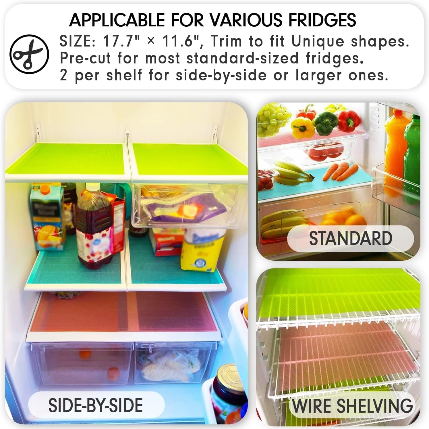 8,12, or 16 Pcs Refrigerator Liners ,Glass Shelf Wire Shelving  Cupboard or Cabinet Drawers 