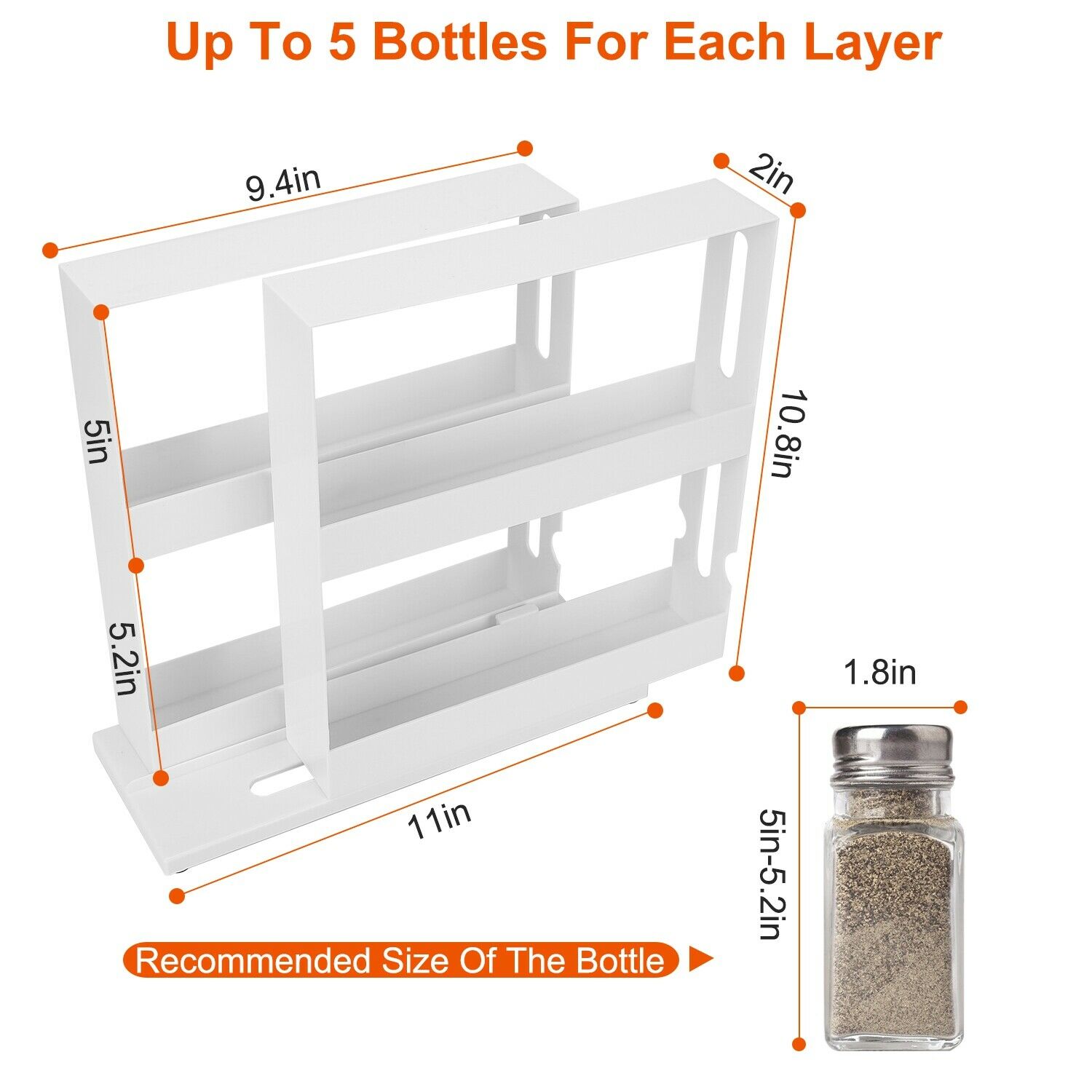 2 Tiers Multi Function Kitchen Storage Seasoning Spice Rack, Rotating Organizer