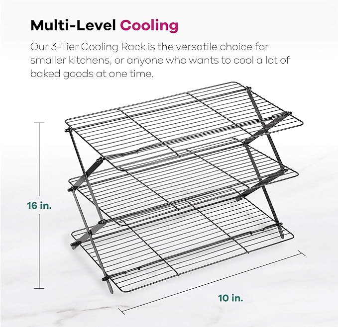 3-Tier Collapsible Cooling Rack – Stackable Folding Cookie & Baking Co ...