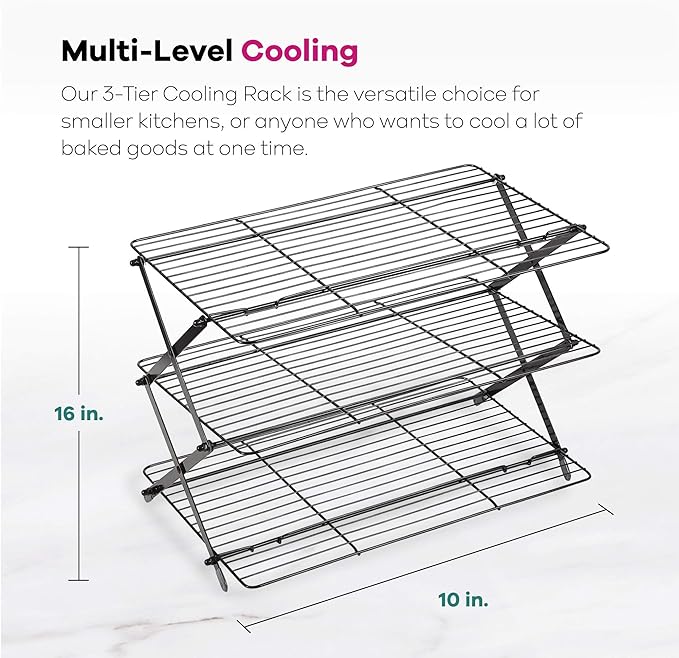 3-Tier Folding, Collapsible Cooling  Rack- Collapse for Easy Storage