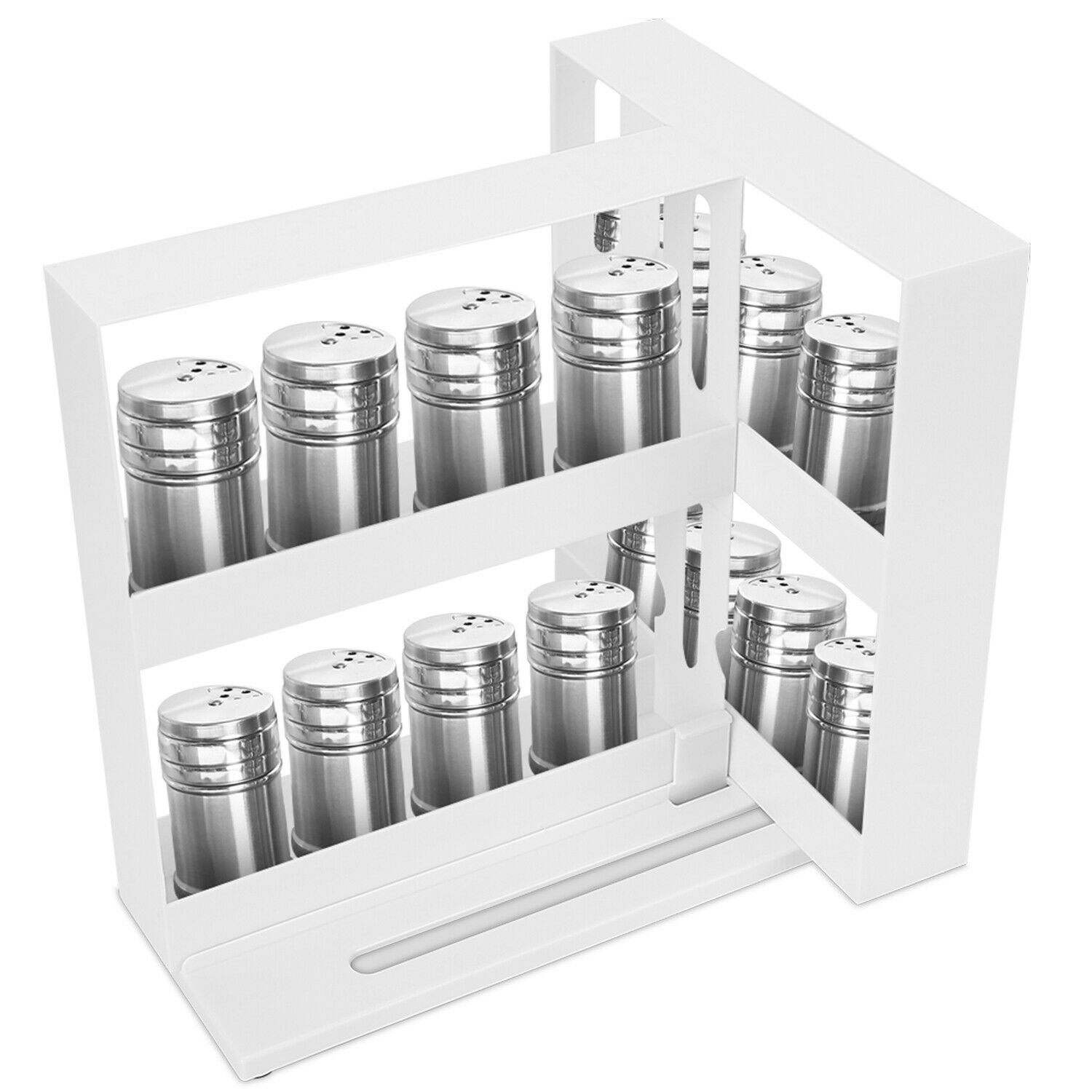 2 Tiers Multi Function Kitchen Storage Seasoning Spice Rack, Rotating Organizer