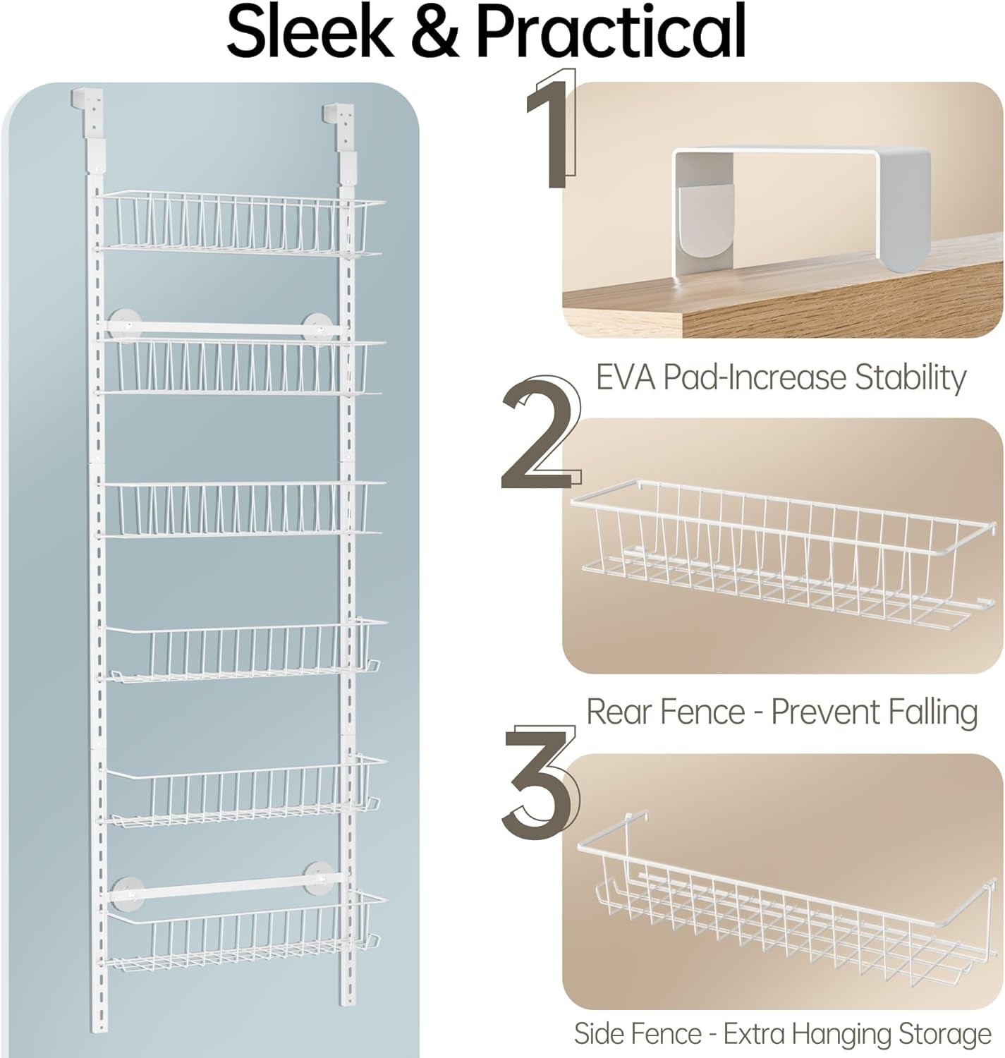 6-Tier Over The Door Adjustable Pantry Door Organizer