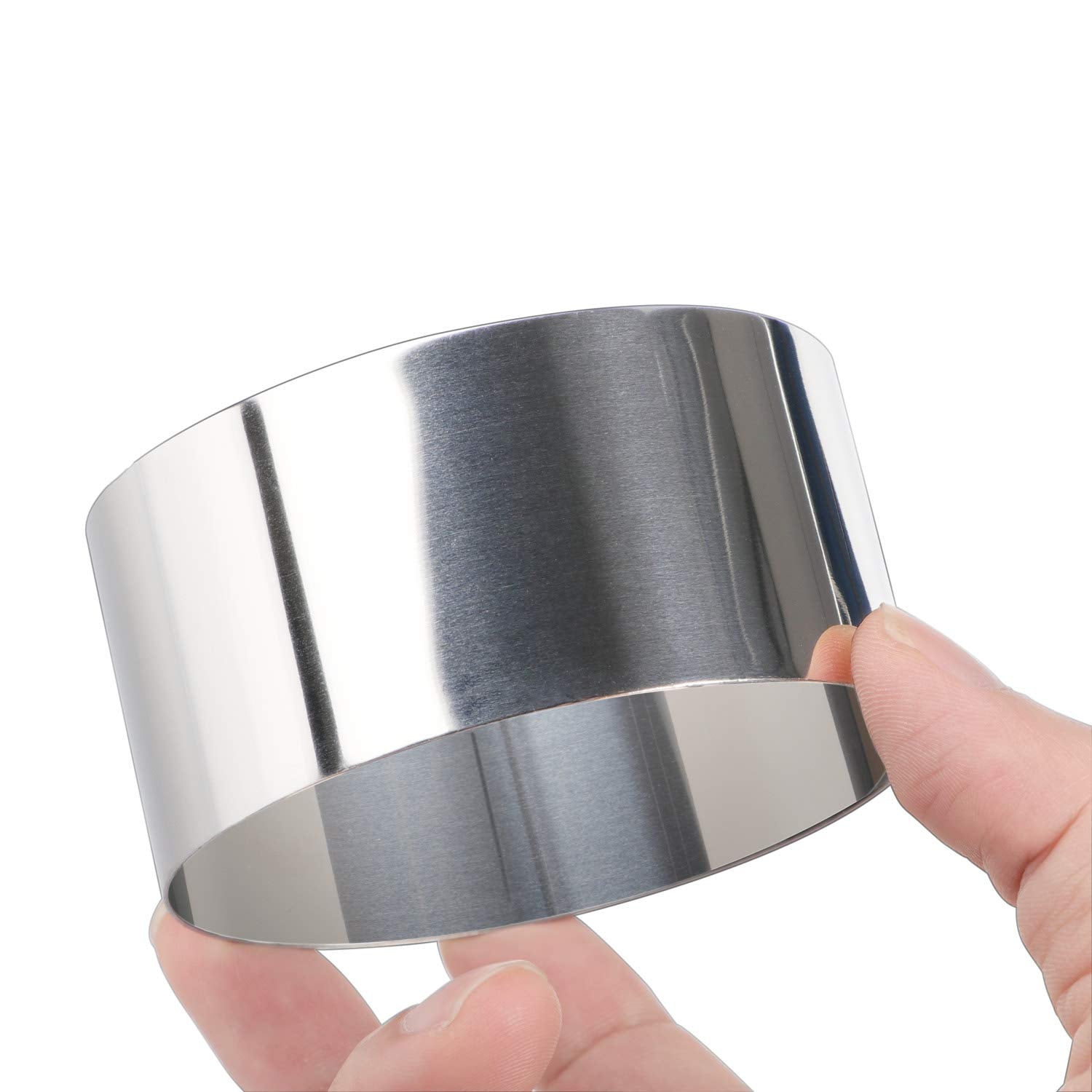 Set of 4 Or 5 Round Cake Ring Mold, Stainless Steel 3 Inch Dessert Mousse Molds with Pusher & Lifter Cooking Rings, Tuna Tartare Mold