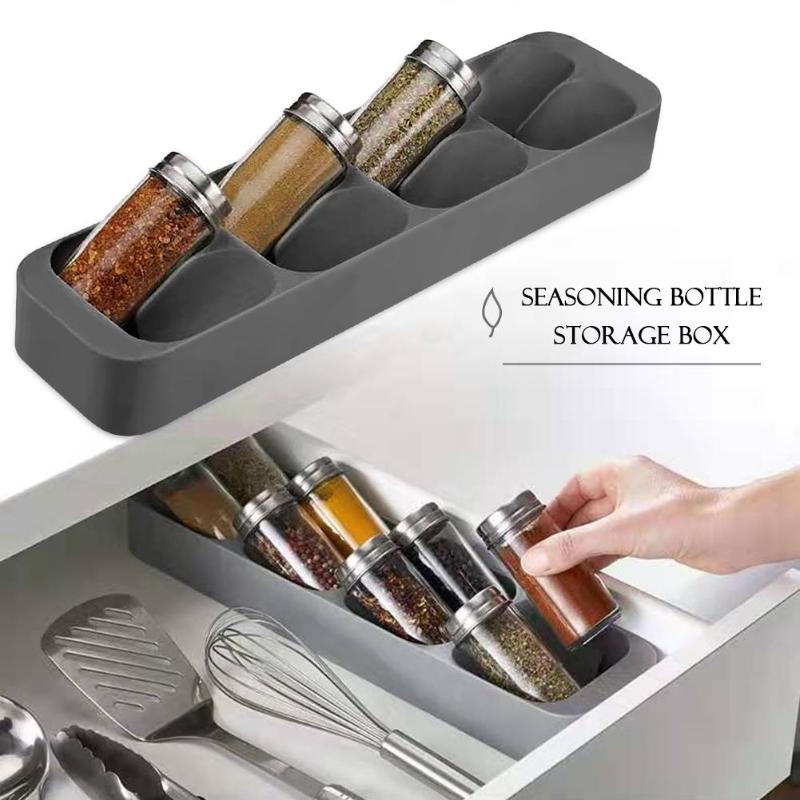 8 Slots Drawer Condiment, Seasoning Bottle Storage Holder/ Organizer