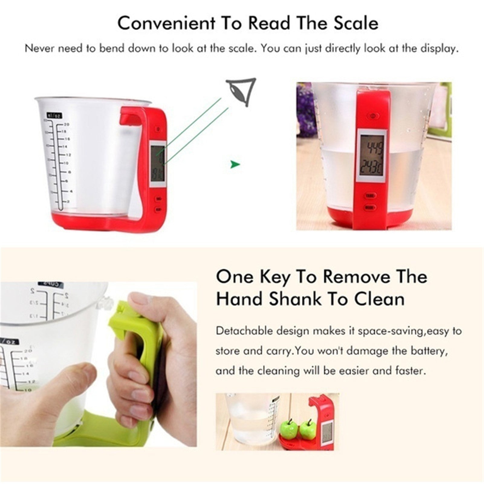 Digital Measuring Cup Scale with LCD Display – Precision Kitchen Food Weighing Cup