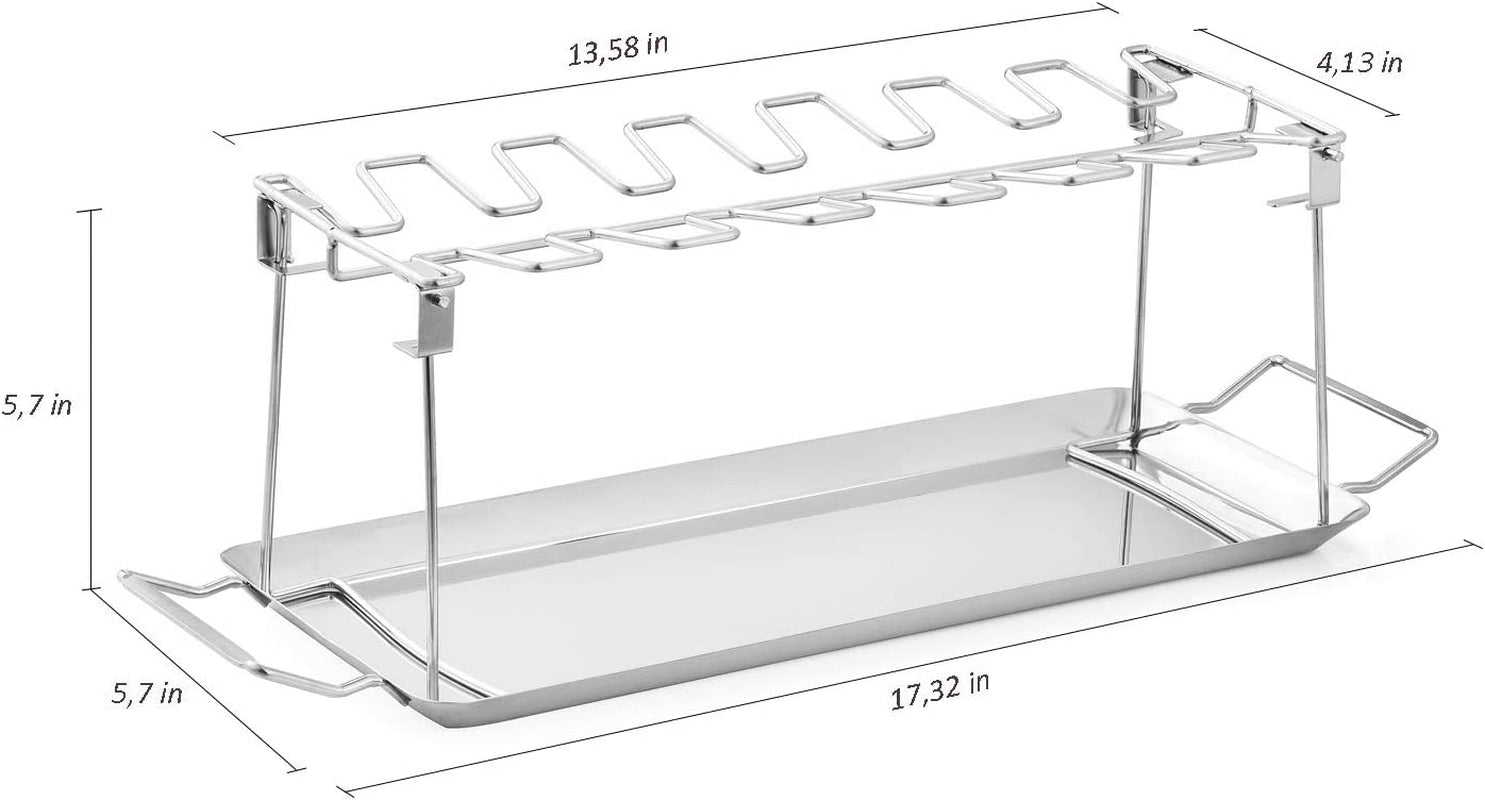  Premium Stainless Steel Chicken Leg Rack for Grill with Drip Tray 