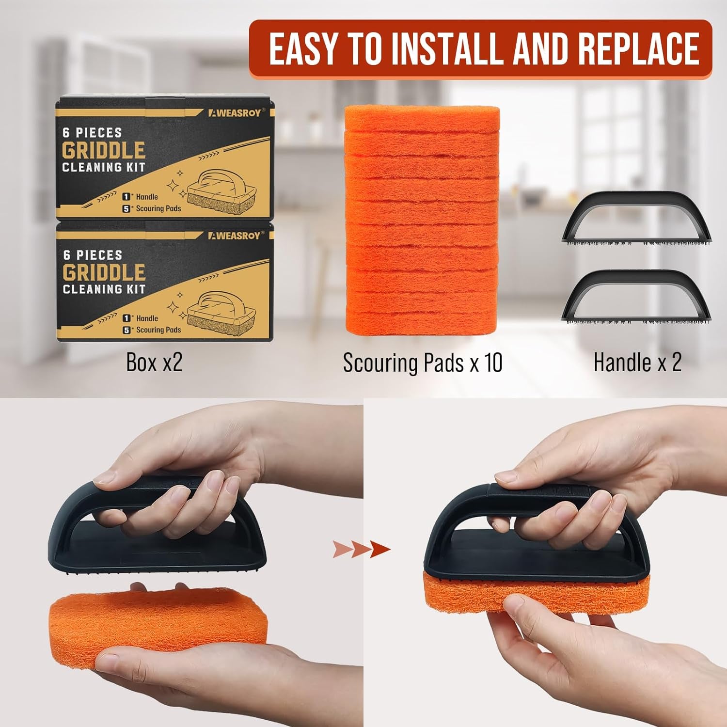 6 Or12-Piece kitchen & Flat Top Grill Cleaning Brush Kit for Blackstone