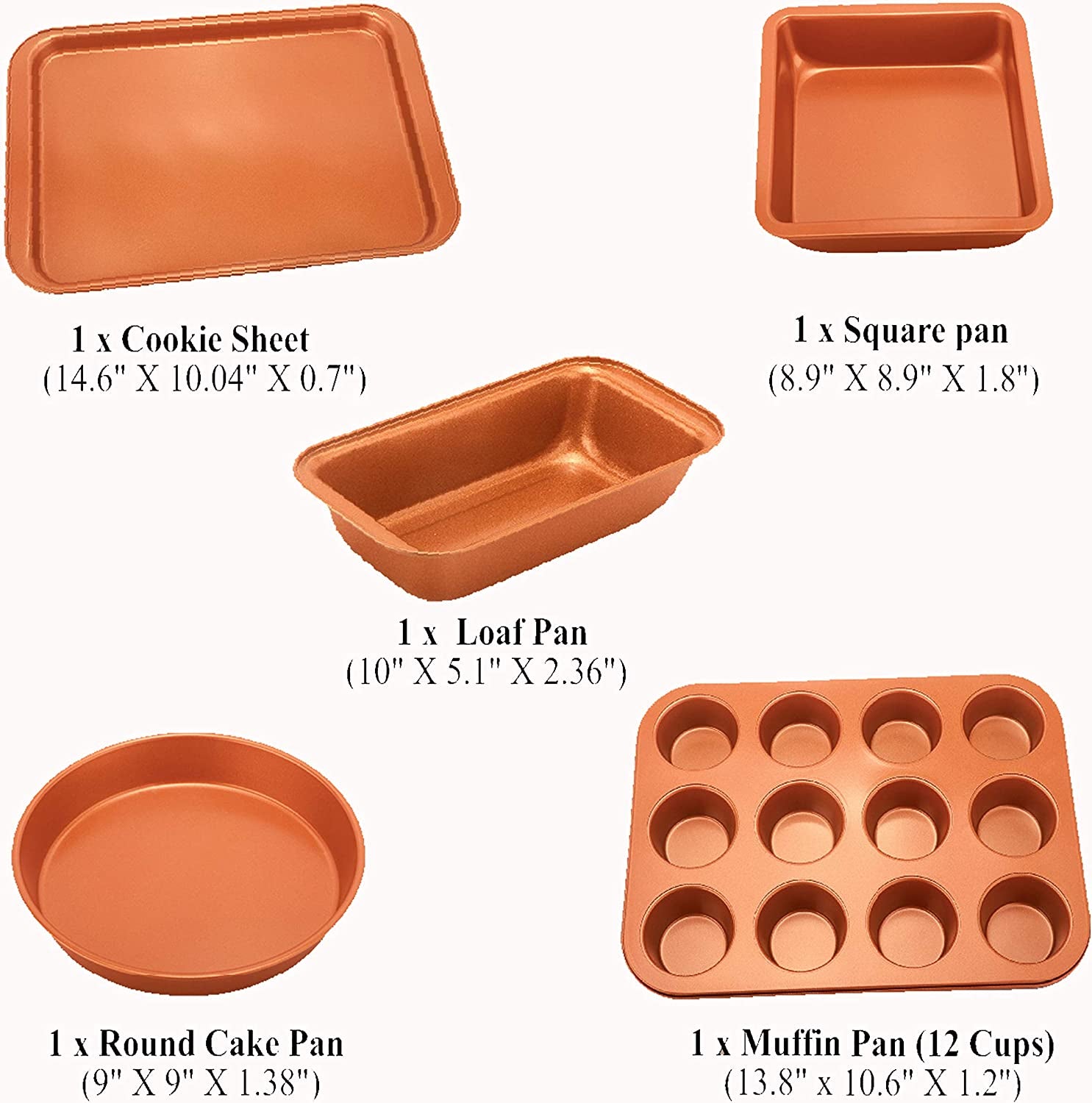 3 or 5 Pcs Bakeware Set- Organic Eco Friendly Nonstick Coating 