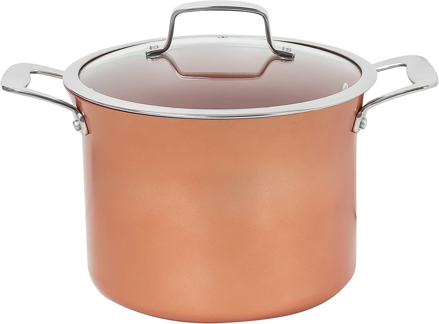 7 QT Copper, Granite, or Sapphire Non Stick Stock Pot Casserole (Induction  Compatible) With Glass Lid