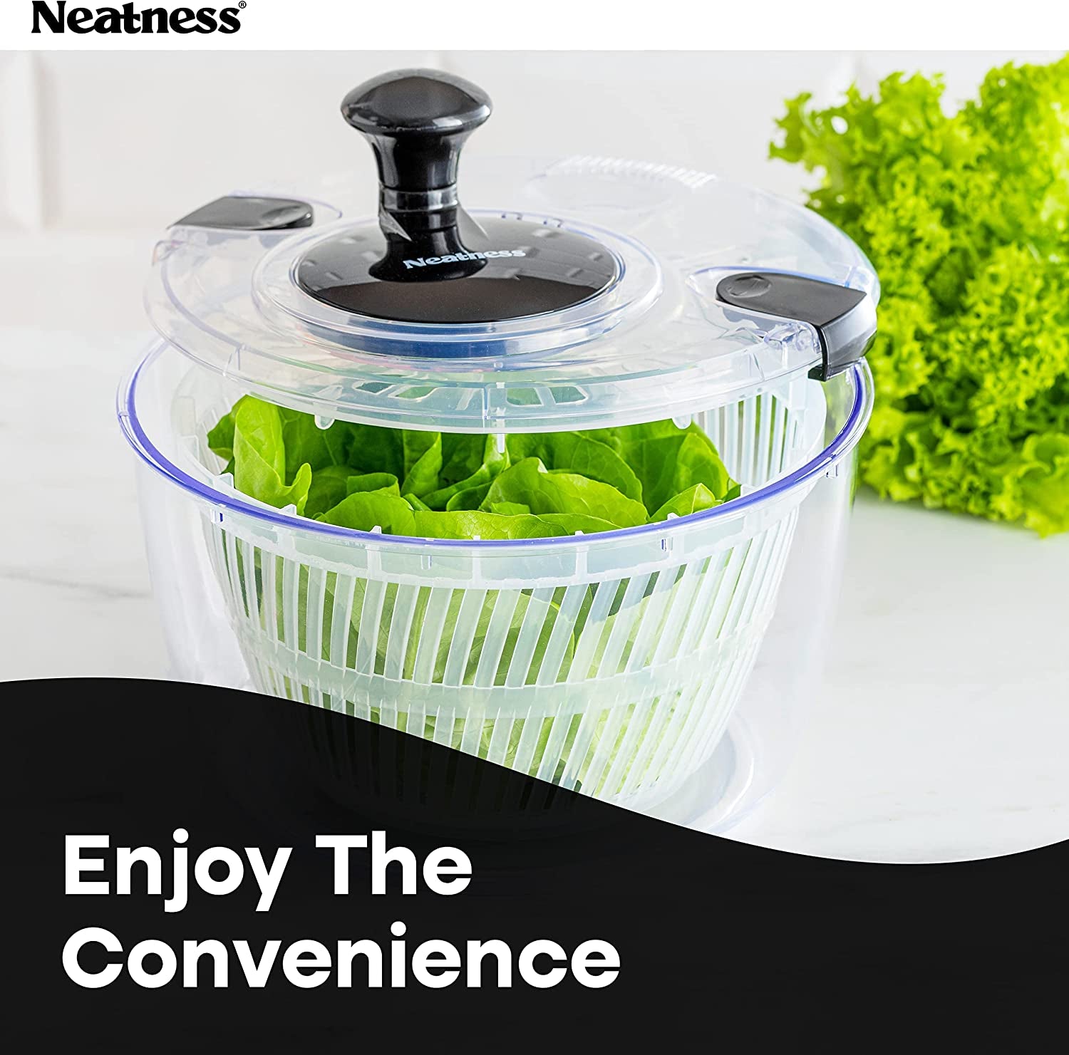 Large Salad Spinner with Drain, Bowl, and Colander 