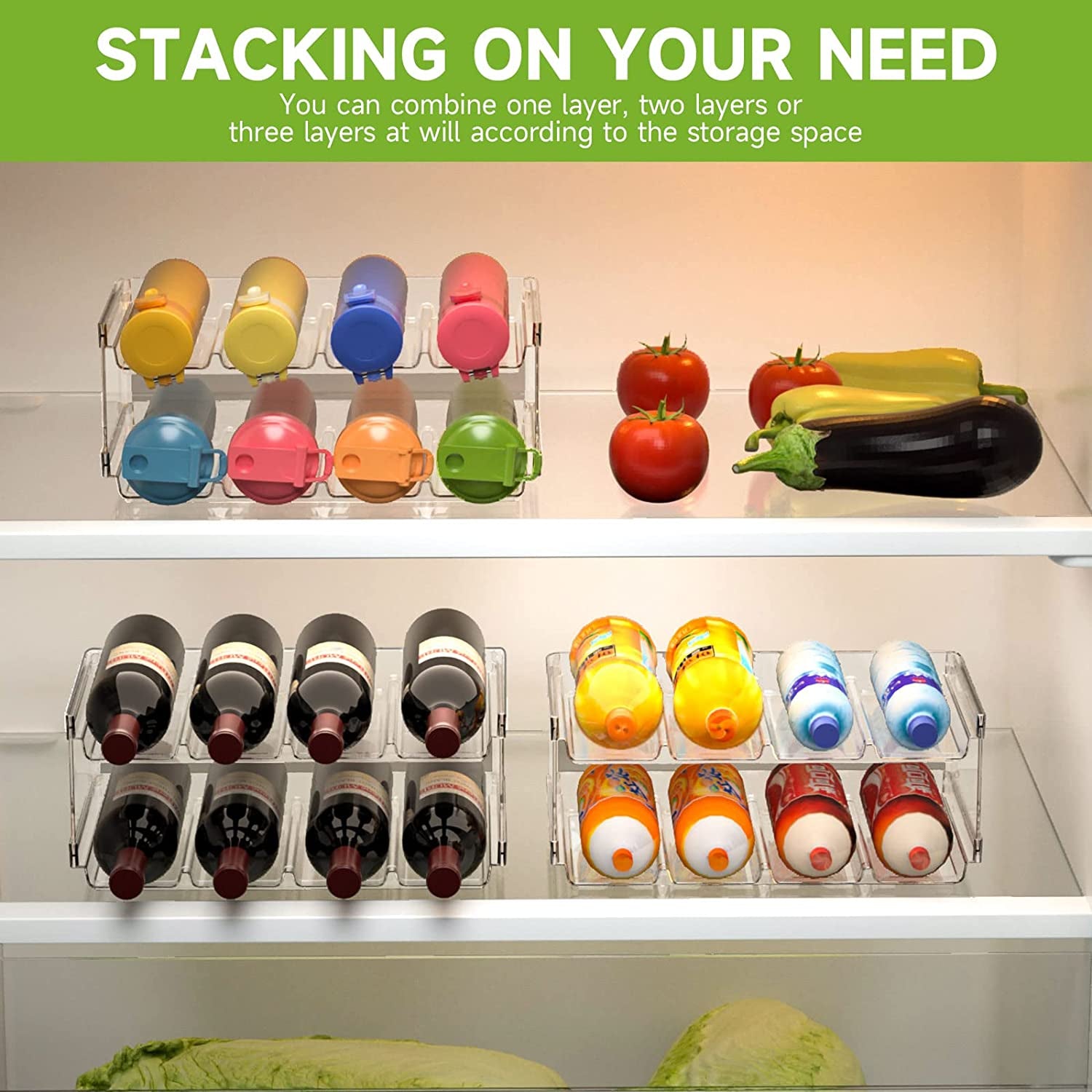 E-Bro 2 Pack Stackable Water Bottle Organizer Holder,Kitchen