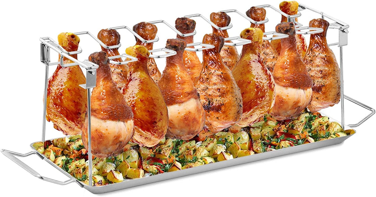 Stainless Steel Chicken Leg Rack For Grill BBQ Drumstick Holder With stainless-steel-chicken-leg-rack-for-grill-bbq-drumstick-holder-with