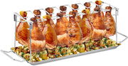  Premium Stainless Steel Chicken Leg Rack for Grill with Drip Tray 