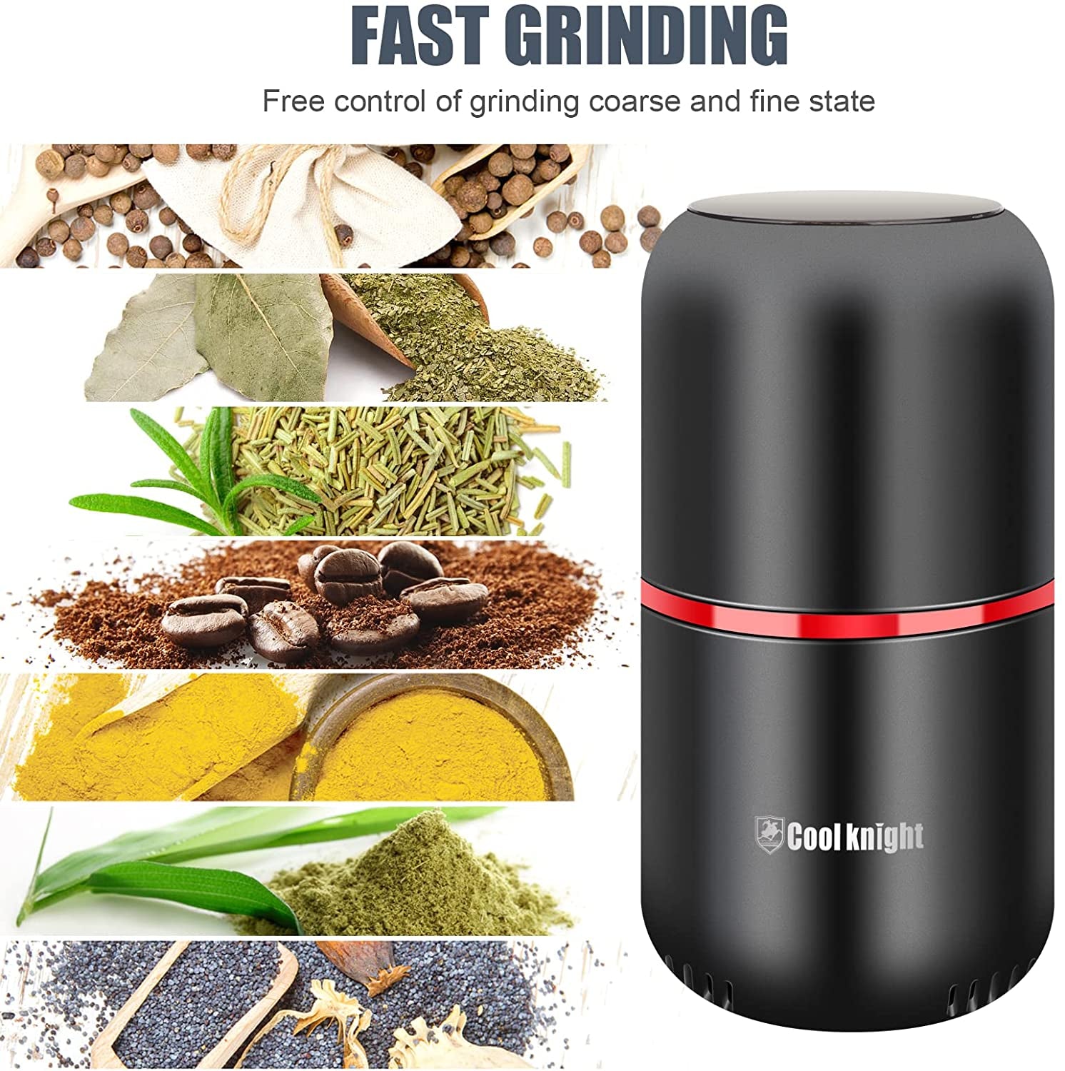 Large Capacity Electric Herb, Spice, & Coffee Grinder with Pollen Catcher 