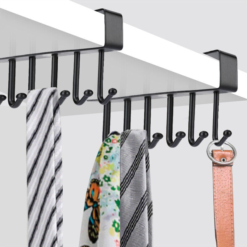 2-Pack Under Cabinet Coffee Mug Holder – 6 Hook Cup Rack Kitchen Storage Organizer
