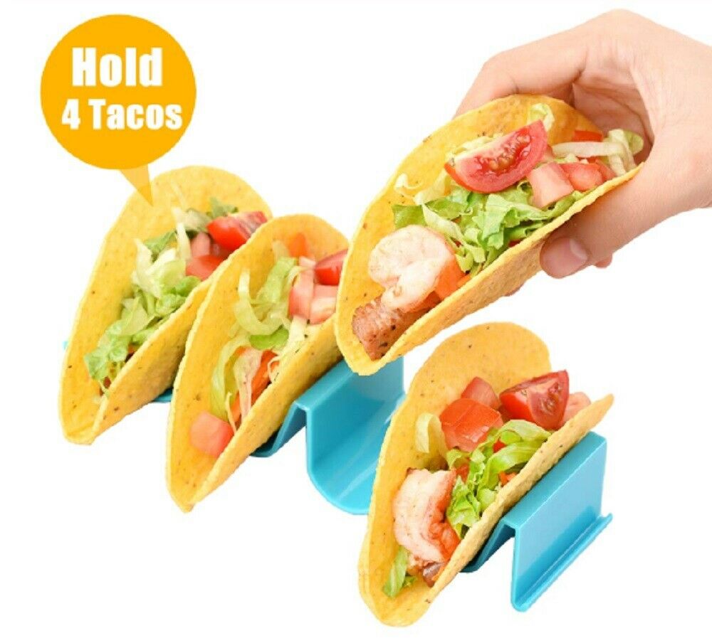 4-Pack Taco Holder Stand Set – BPA Free Taco Rack Trays for Hard & Soft Shell Tacos
