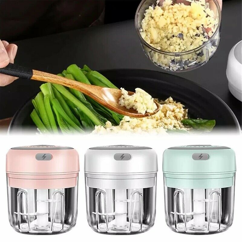 Electric Mini Food Chopper & Garlic Mincer – USB Rechargeable Vegetable Onion Meat Grinder
