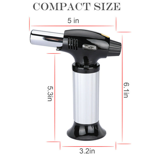 Refillable Butane Kitchen Torch Lighter, Fit All Butane Tanks Blow Torch with Safety Lock and Adjustable Flame for Desserts.