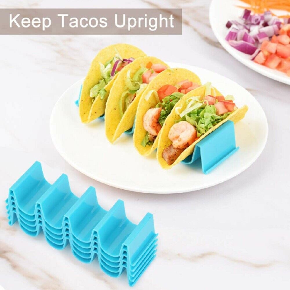 4-Pack Taco Holder Stand Set – BPA Free Taco Rack Trays for Hard & Soft Shell Tacos