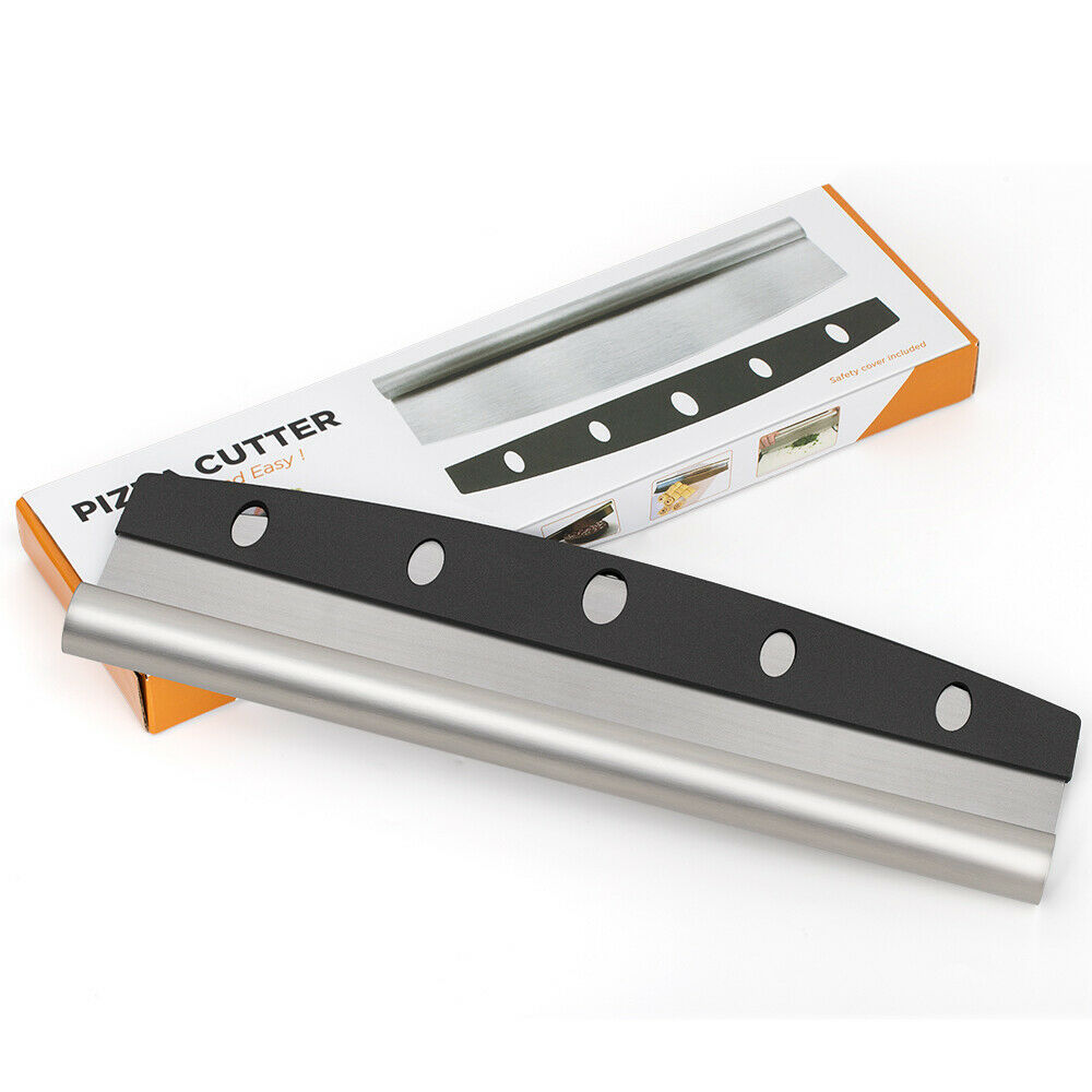 14-Inch Rocker Pizza Cutter – Heavy Duty Stainless Steel Pizza Slicer with Cover
